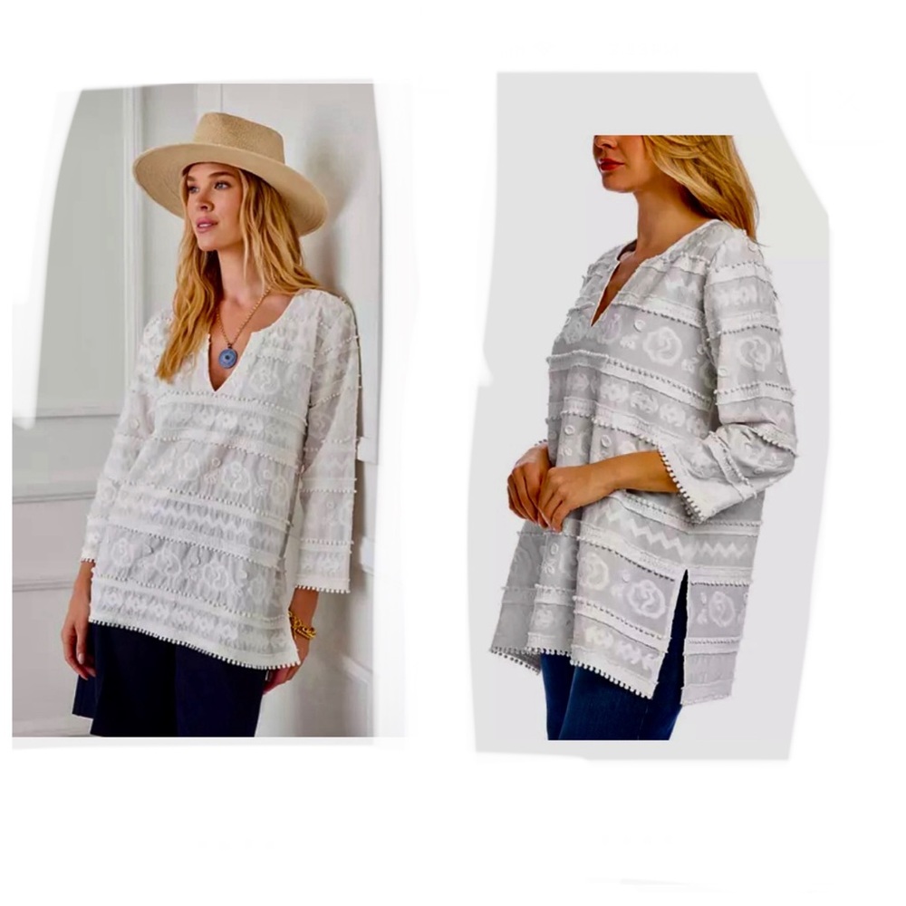 NWT BLOUSE TUNIC Karen Kane Ivory Embroidered SIZE: XL